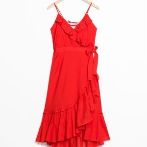 RED & Other Stories Ruffled Wrap Dress